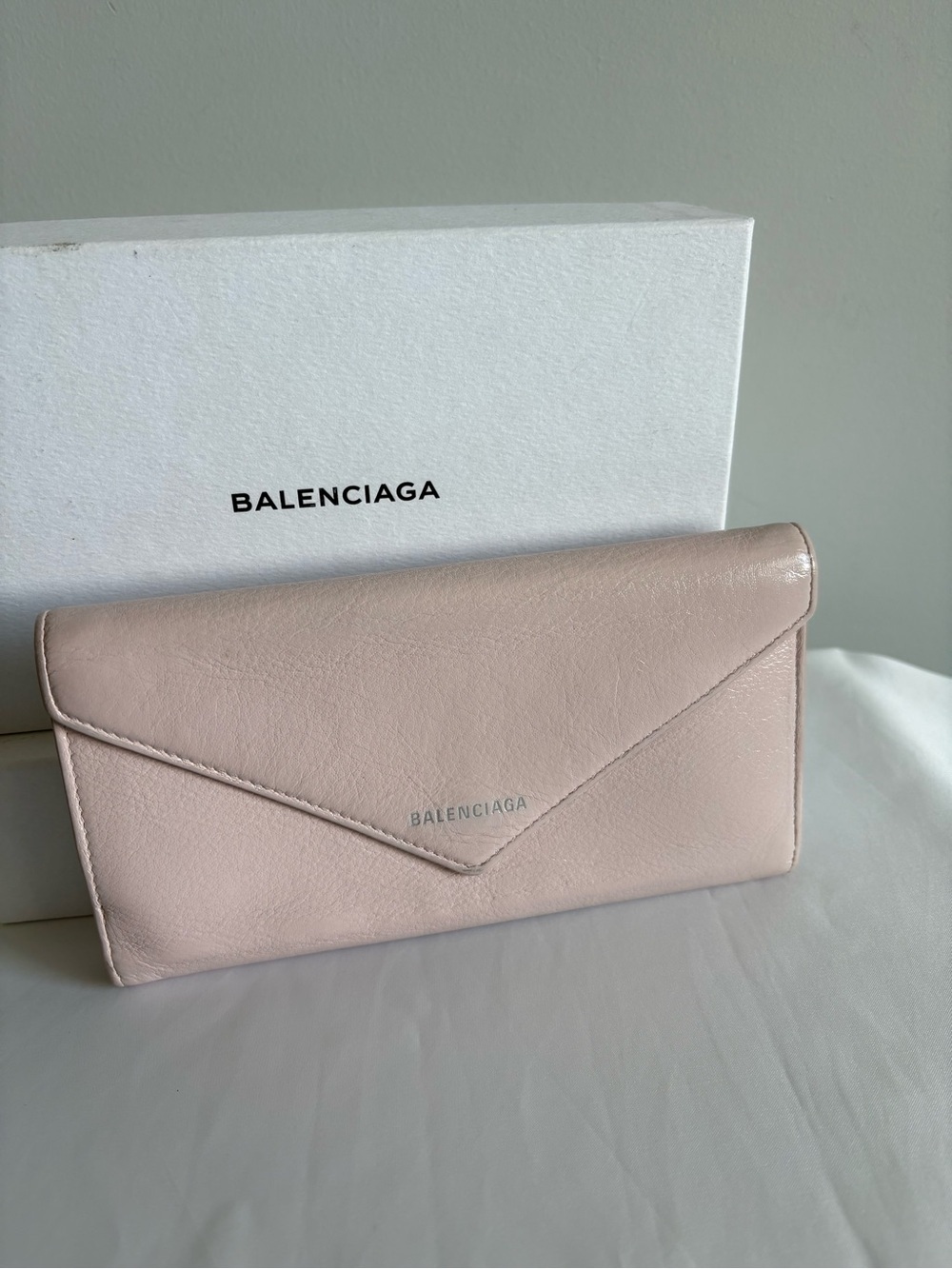 Balenciaga Papier Light Pink Leather Bifold Envelope Wallet